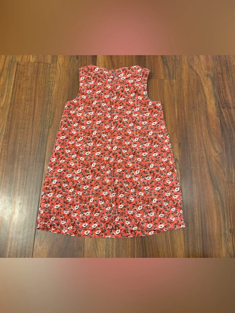 Mini Boden pink floral corduroy sleeveless dress